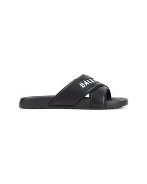 Balenciaga Sporty Pool Slides - Black