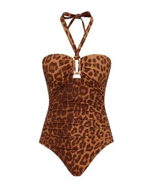Zimmermann Halter Neck Swim Top With Removable Soft Cups - Brown