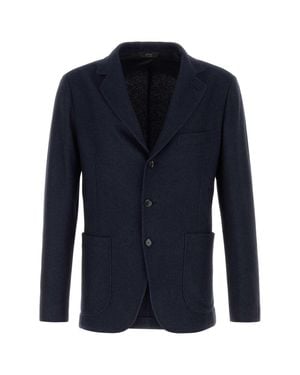 Brioni Midnight Silk & Cashmere Blazer - Blue
