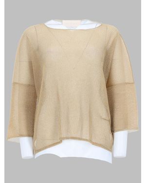 Circus Hotel Lurex Ribbed Mini Top - Natural
