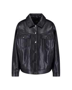 Anine Bing Leather Blend Rory Jacket With Classic Collar - Black