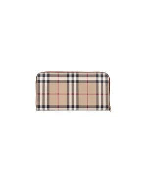 Burberry Check Pattern Zip-Around Wallet - White