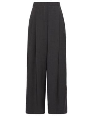Max Mara Sculpted Wool Pants With Wide Waistband Tab And Welt Pockets - Black