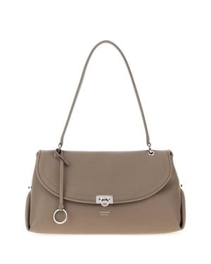 Ferragamo Salvatore Dove Leather Sofia 2026 Handbag - Gray