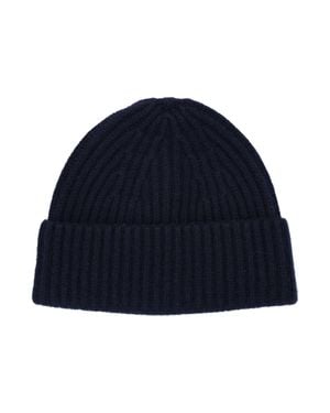 Lisa Yang Cashmere Ribbed Beanie Hat - Blue