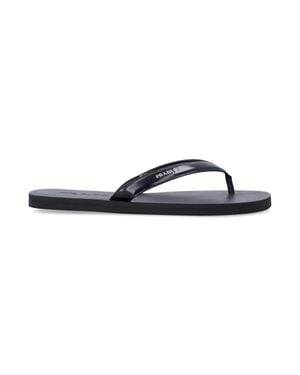 Prada Brushed Leather Flip-Flops - Blue