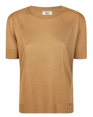 Herno Elegant T-Shirt With Continuous Borders - Natural