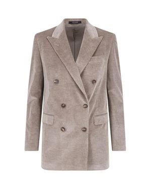 Tagliatore Double-Breasted Corduroy Blazer - Gray