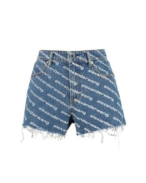 Alexander Wang Shorts Denim With Print - Blue