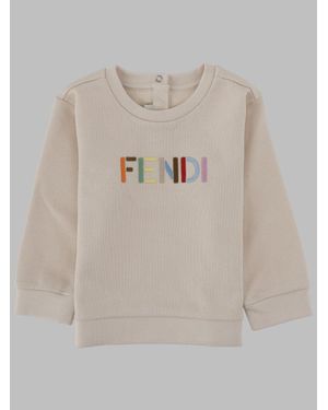 Fendi Mini Baby Cotton Logo Sweatshirt - Gray