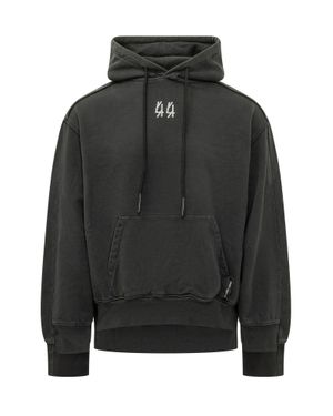 44 Label Group Patchwork Over Hoodie Sweatshirt - Black