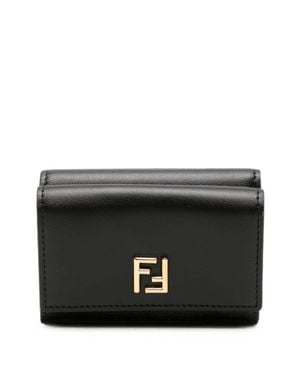 Fendi Mini Trifold Vitelio Grace Leather Wallet - Black