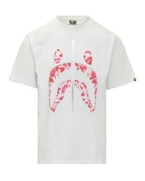 A Bathing Ape Mini Camo Shark Tee - White