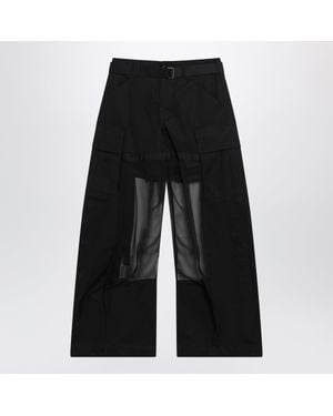 Sacai Cargo Pants With Semisheer Insert - Black