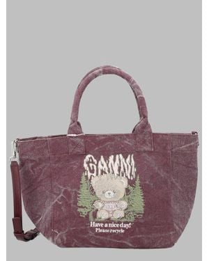 Ganni Recycled Cotton Shoulder Bag - Purple