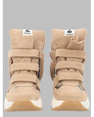 Isabel Marant Mini Leather Velvet Boots - Natural