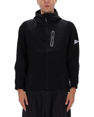 and wander Minimalist Jacket With Hood - Black