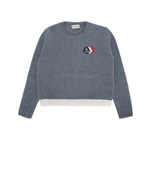 Moncler Kids Wool-Wisdom Crew Neck Sweater - Blue