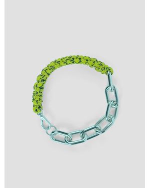 Plan C Thick Chain Necklace With Braided Yarn - Green