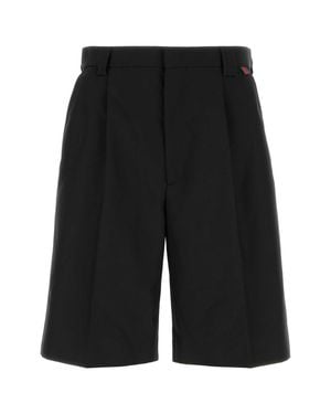 Gucci Wool-Blend Bermuda Shorts With Web Detail - Black