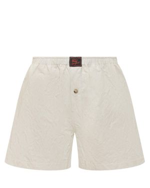 Willy Chavarria Mini Bermuda Shorts With Stylish Button - White