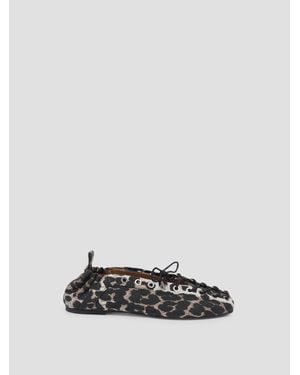 Ganni Print Ballerina Flats - White