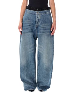 The Attico Cotton Denim Jeans With Mixed-Fabric Lining - Blue