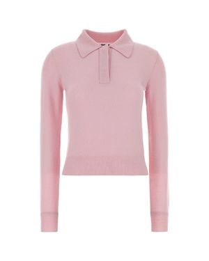 Jil Sander Wool Polo Shirt For 100% Virgin Wool - Pink