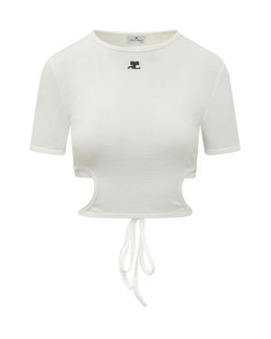 Courreges Cut-Out Detail T-Shirt - White