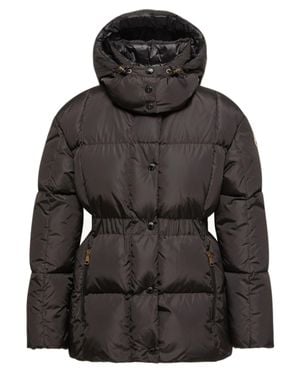 Moncler Down-Filled Water-Repellent Nylon Hooded Coat With Detachable Hood, Elastic Waist & Belt - Black