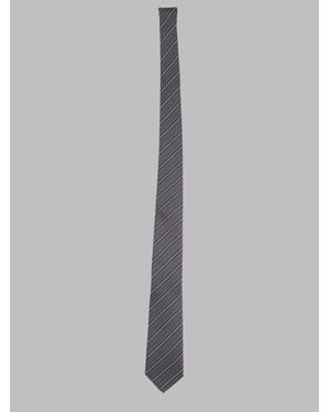 Saint Laurent Silk Jacquard Striped Tie For - Gray