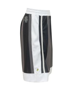 Barrow Mesh Mini Bermuda Shorts With Striped Print - Black