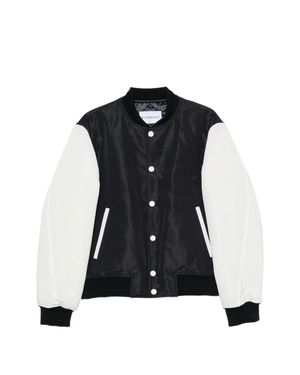 Givenchy Style Bomber Jacket With Elastic Knit Collar - Black