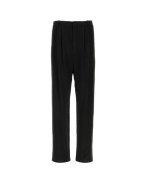 Saint Laurent Crepe Wide-Leg Pant - Black