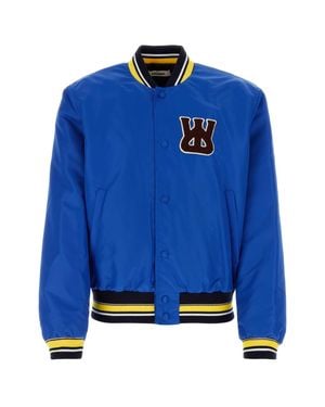 Wales Bonner Nylon Bomber Jacket With Embroidered Details - Blue