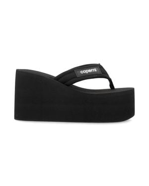 Coperni Logo-Patch Wedge Sandals - Black