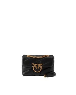 Pinko Mini Designer Shoulder Bag With-Tone Hardware - Black