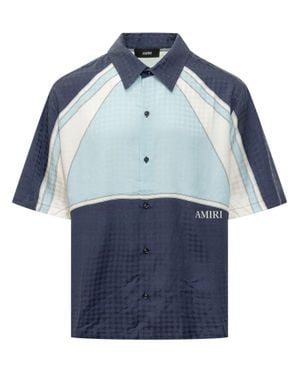 Amiri Mini Camp Shirt With Contrast Details - Blue