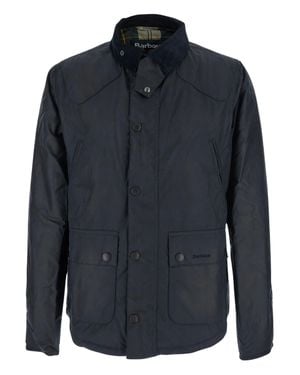 Barbour Waxed Jacket With Corduroy Collar - Blue