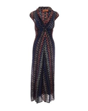 Missoni Sleeveless Draped Maxi Dress - Blue