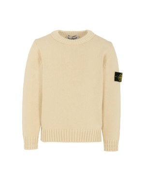 Stone Island Jersey With Logo - Natural