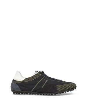 Maison Margiela Cotton Sneaker With Lace-Up Closure, Contrasting Stitching & Suede Details - Black