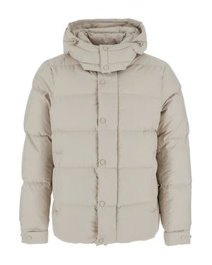 Heskimo Short Tech Fabric Down Jacket With High Collar And Long Sleeves - Gray