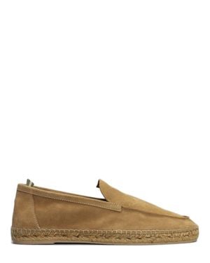 Castañer Leather Espadrille Flats With Heel Pull-Tab And Braided Raffia Sole - Brown