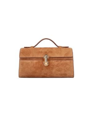 SAVETTE 100% Calfskin Leather Crossbody Bag For - Brown