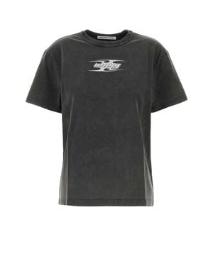 T By Alexander Wang Embossed Logo Cotton T-Shirt - Black