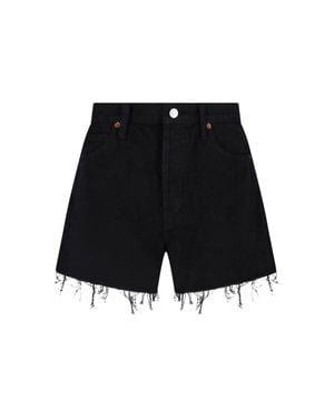 RE/DONE Frayed Hem Denim Shorts - Black