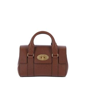 Mulberry Leather Top Handle Satchel Bag - Brown