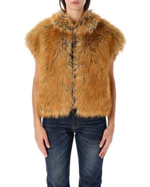 S.W.O.R.D Faux Fur Zip Front Vest - Blue