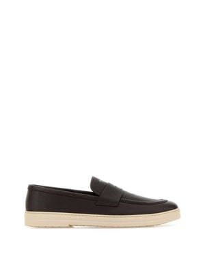 Prada Textured Leather Loafers - White